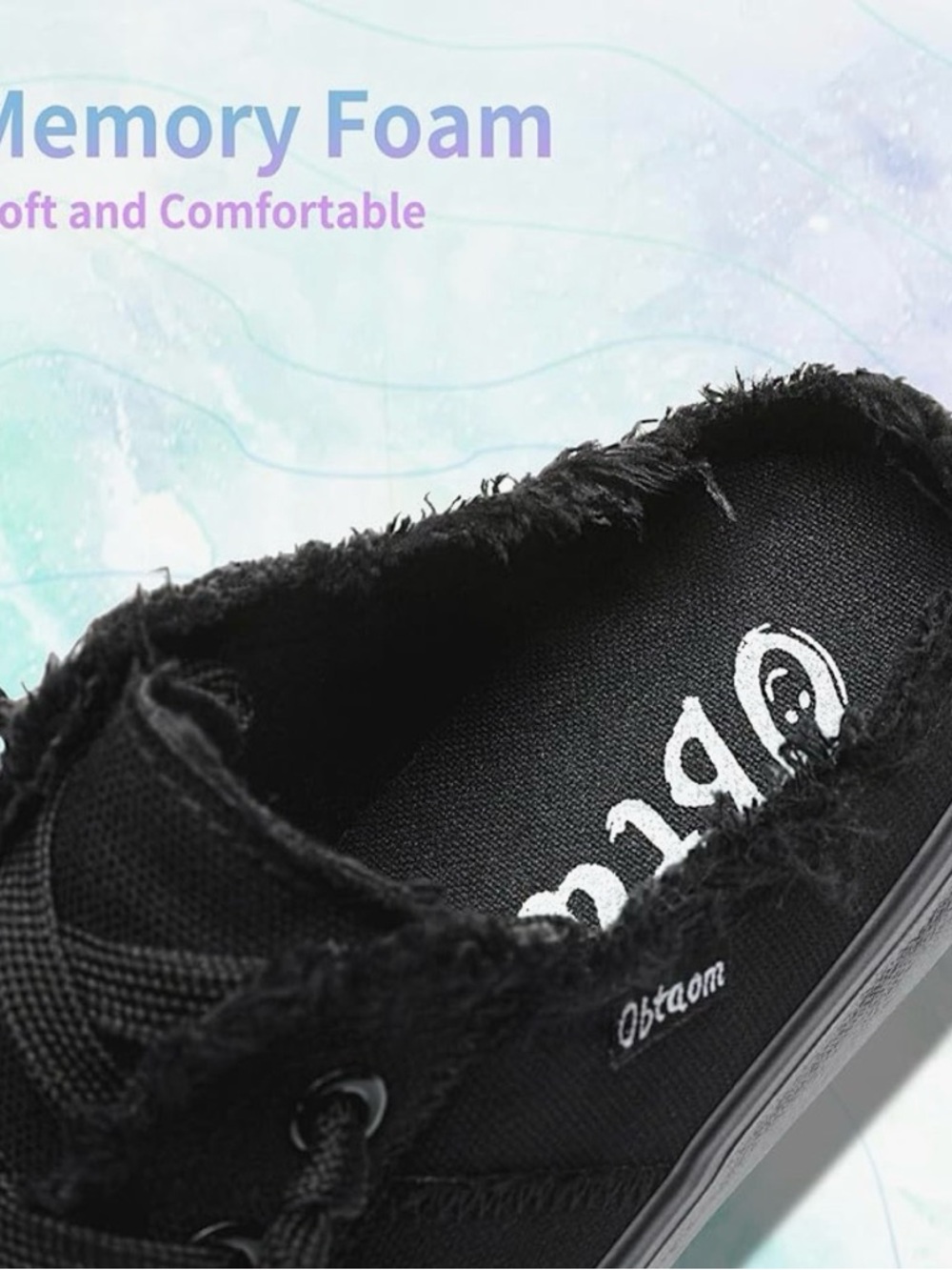 Obtaom Canvas Mules Sneakers Comfortable Slip-On Backless Shoes 10 NWOT black - Picture 6 of 7